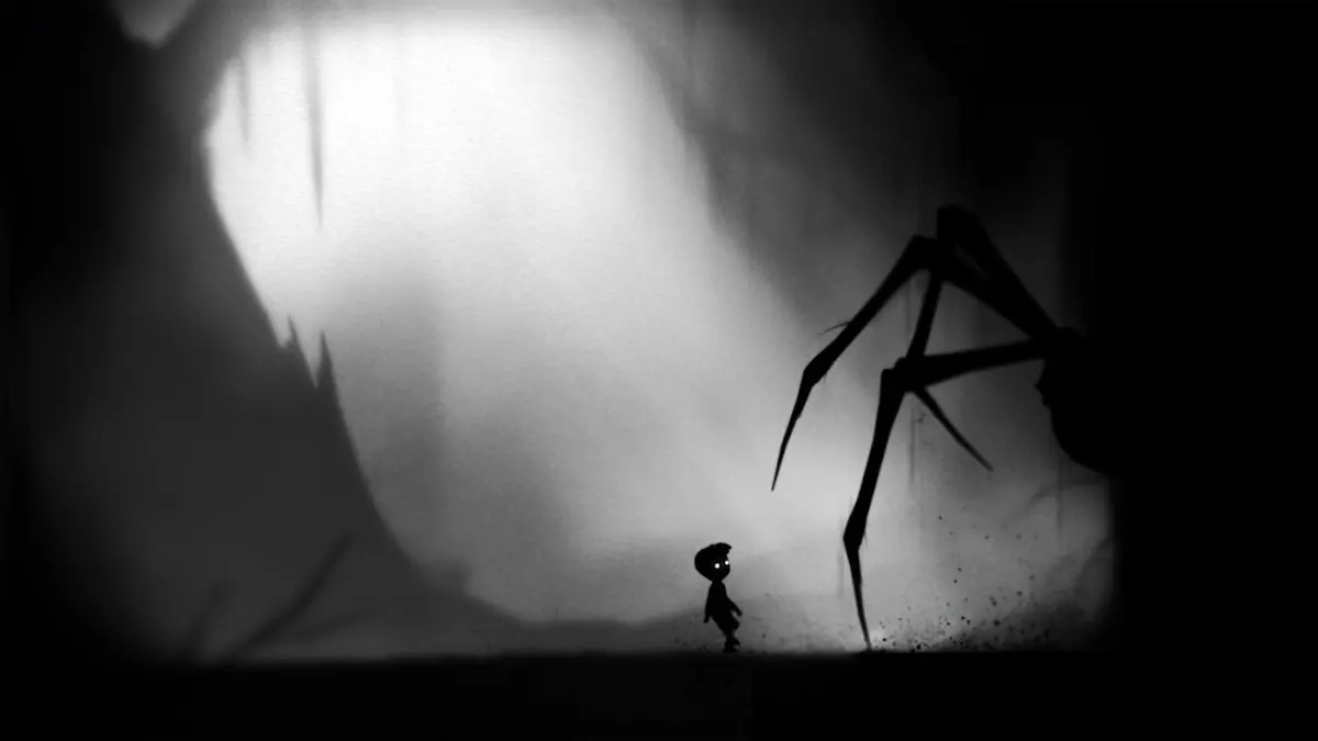 Silhouetted forest scene in Limbo
